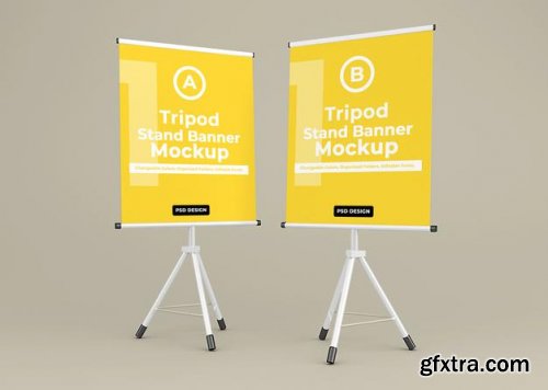 Tripod banner stand mockup