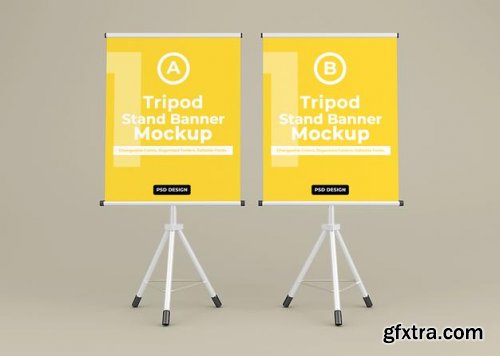 Tripod banner stand mockup