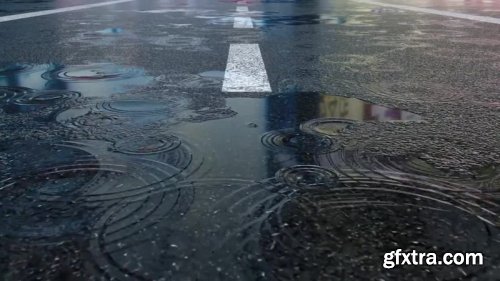 Raindrops And Puddles On Street Pavement 871813