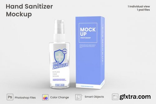 Glossy spray bottle mockup