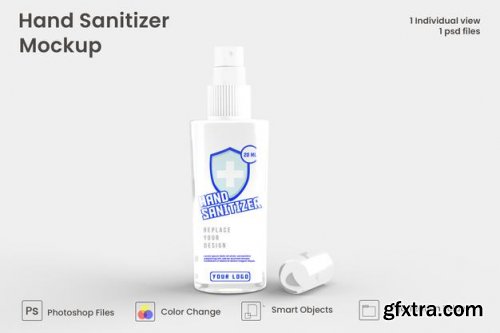 Glossy spray bottle mockup