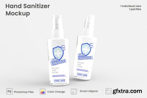 Glossy spray bottle mockup