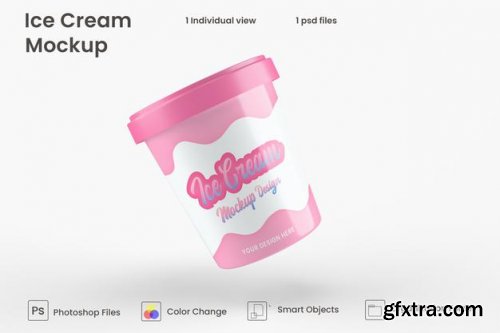 Glossy ice cream cup mockup