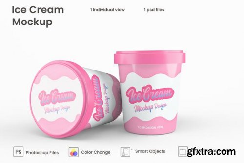 Glossy ice cream cup mockup