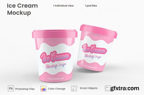 Glossy ice cream cup mockup