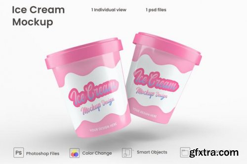 Glossy ice cream cup mockup