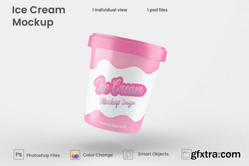 Glossy ice cream cup mockup