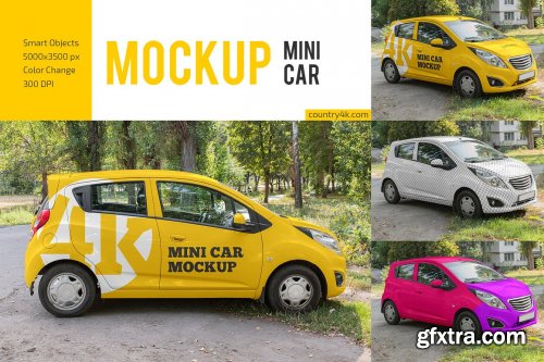 CreativeMarket - Mini Car Mockup Set 6102153