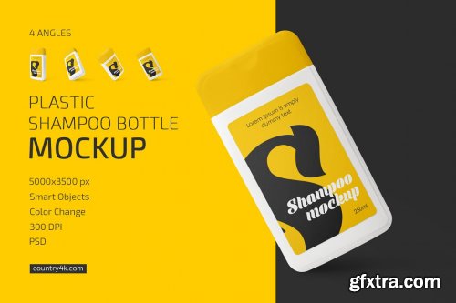 CreativeMarket -  Plastic Shampoo Bottle Mockup Set 6111192