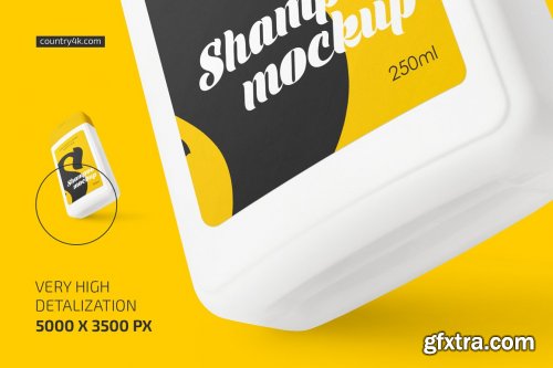 CreativeMarket -  Plastic Shampoo Bottle Mockup Set 6111192