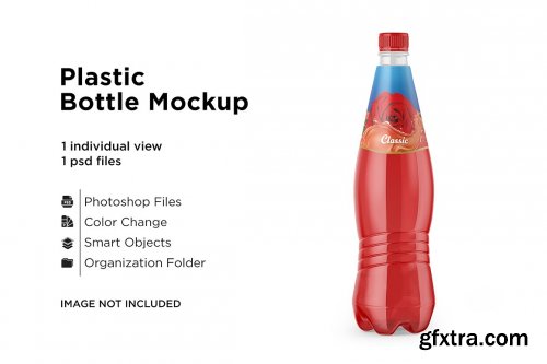 CreativeMarket - Clear Plastic Drink Bottle Mockup 6063285