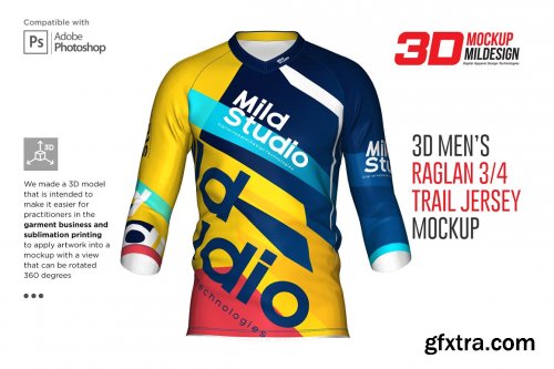 CreativeMarket - 3D Men's Raglan Trail Jersey Mockup 6028724