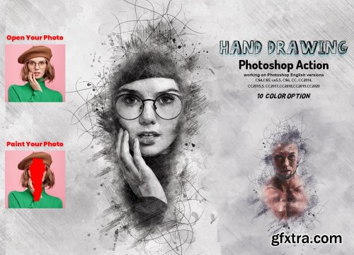 CreativeMarket - Hand Drawing Photoshop Action 6029285