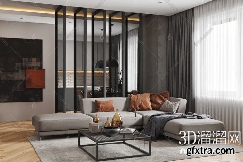 Modern light luxury living room 3d model 1098403