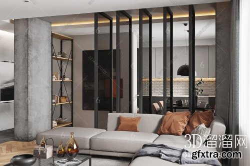 Modern light luxury living room 3d model 1098403