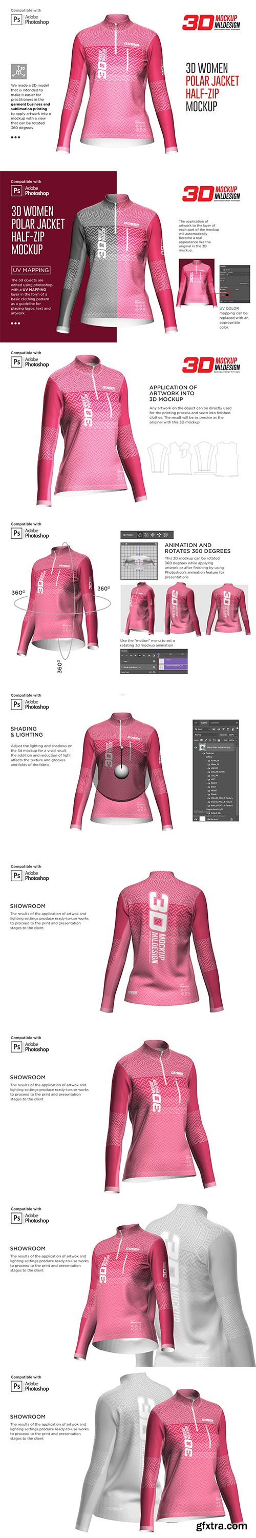 CreativeMarket - 3D Women Polar Jacket Mockup 5986596