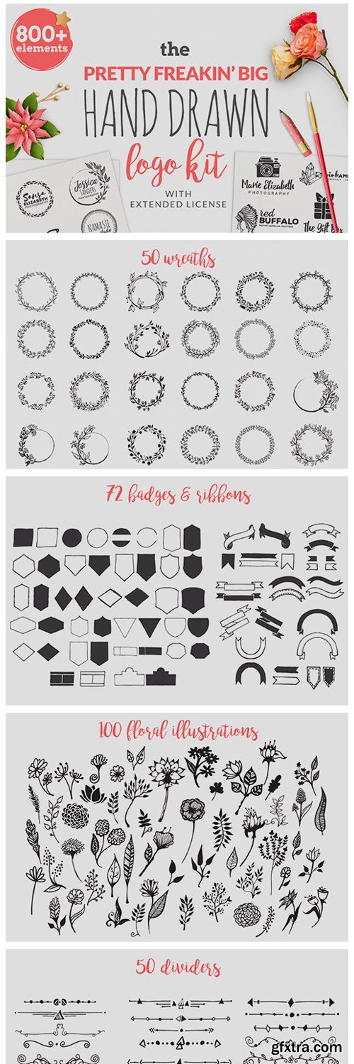 The Pretty Feakin' Big Hand-drawn Logo Kit 258834