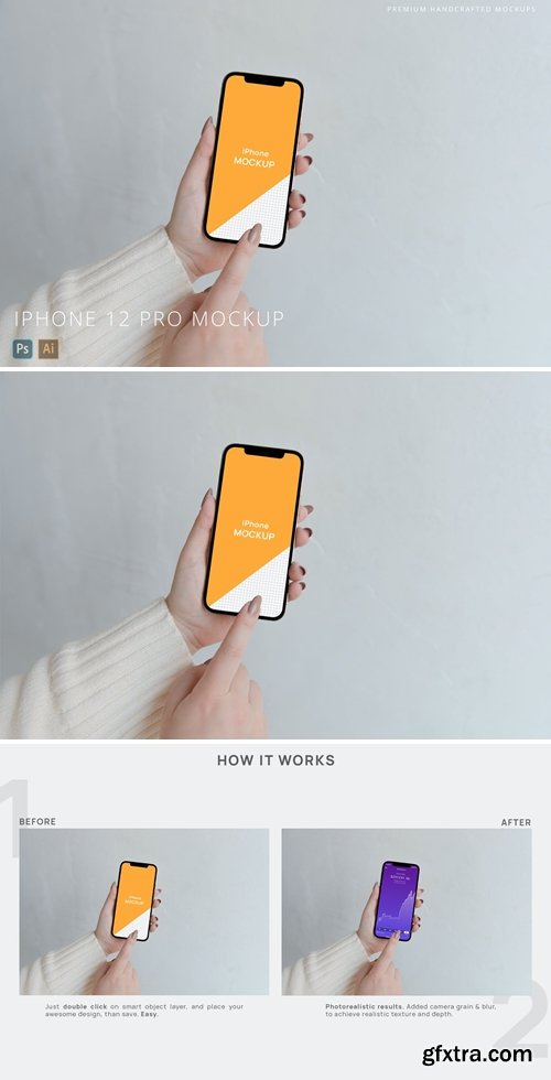 Person Using iPhone 12 Pro Mockup White Background