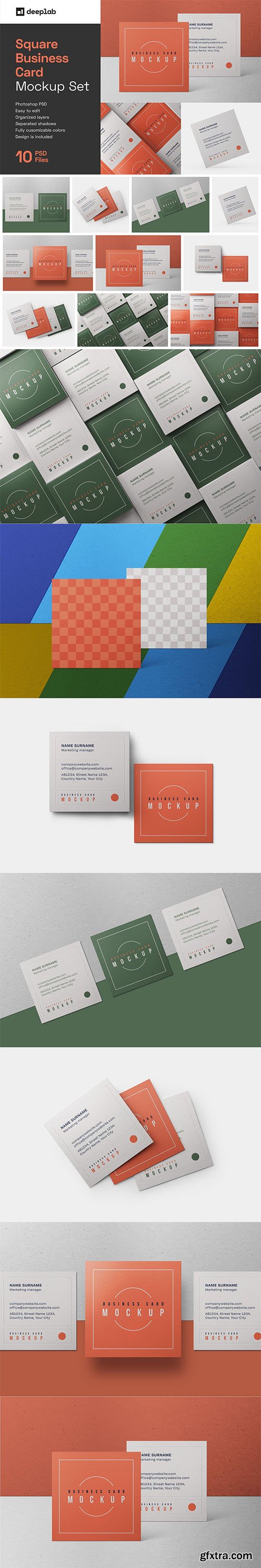 CreativeMarket - Square Business Card Mockup Set 6091259