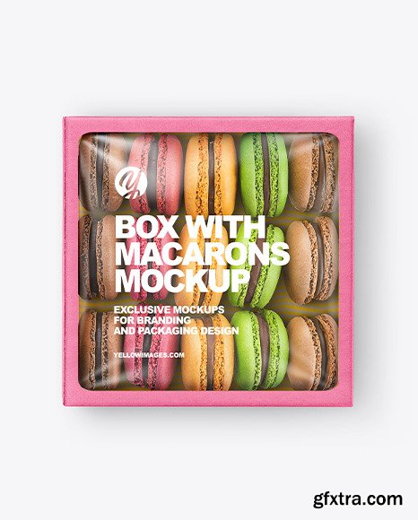 Paper Box With Macarons Mockup 79873