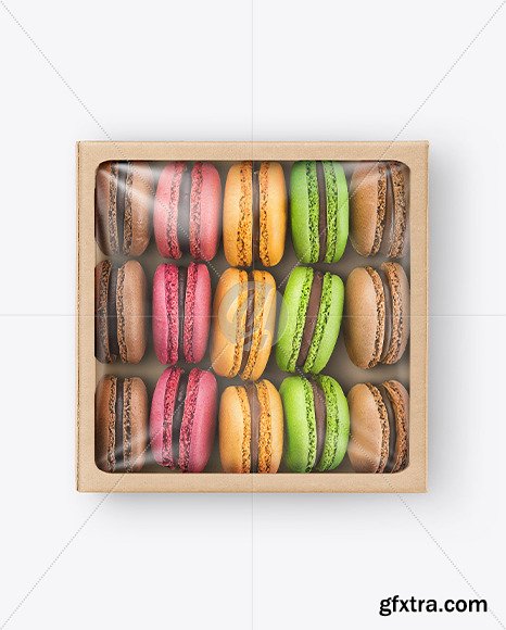 Paper Box With Macarons Mockup 79873