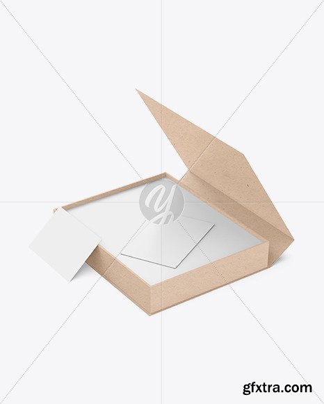 Kraft Paper Box with Business Cards Mockup 82212