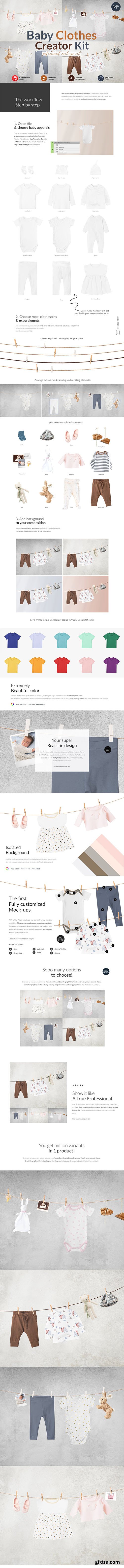 CreativeMarket - Baby Clothes Creator Kit Mock-ups 6114361