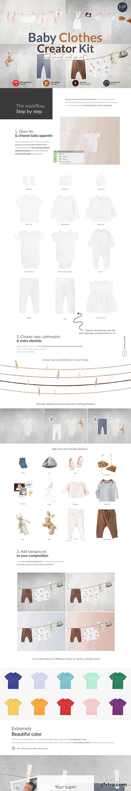 CreativeMarket - Baby Clothes Creator Kit Mock-ups 6114361