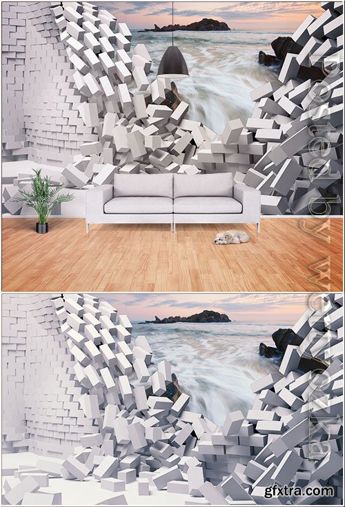 Modern minimalist 3d hole wall landscape decoration effect wall