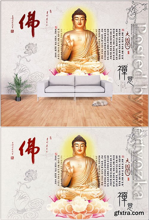 Chinese style health club, buddhism, buddhist culture wall