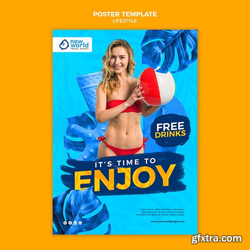 Vertical psd poster template for summer beach vacation vov 2 