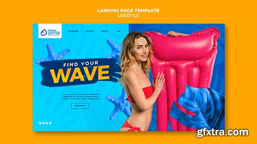 Landing psd page template for summer beach vacation