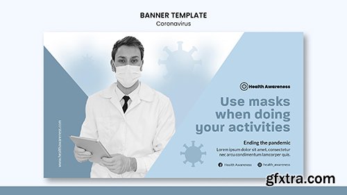 Horizontal psd banner for coronavirus pandemic