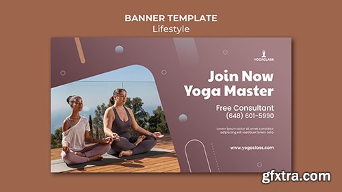 Psd horizontal banner for yoga practice and exercise