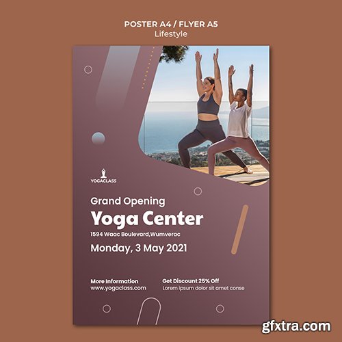 Poster psd template for yoga practice and exercise