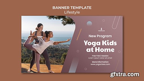 Horizontal banner for yoga practice and exercise