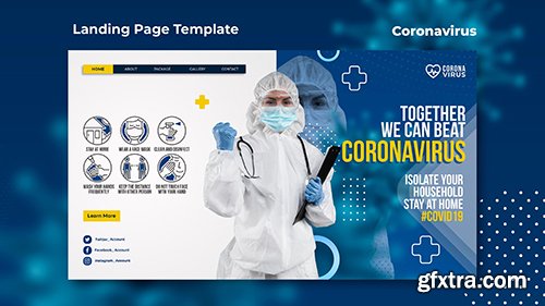 Landing psd page template for coronavirus awareness