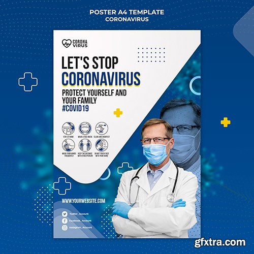 Psd poster template for coronavirus awareness