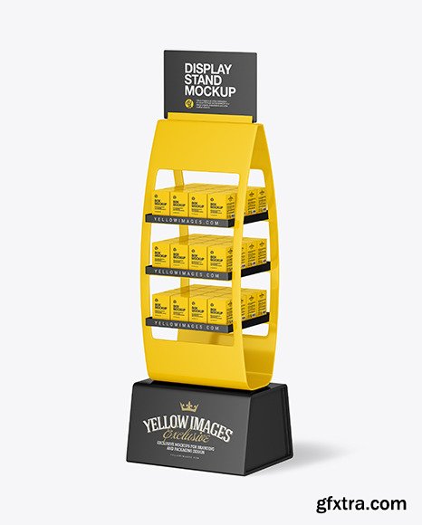 Glossy Display Stand w/ Boxes Mockup 82395