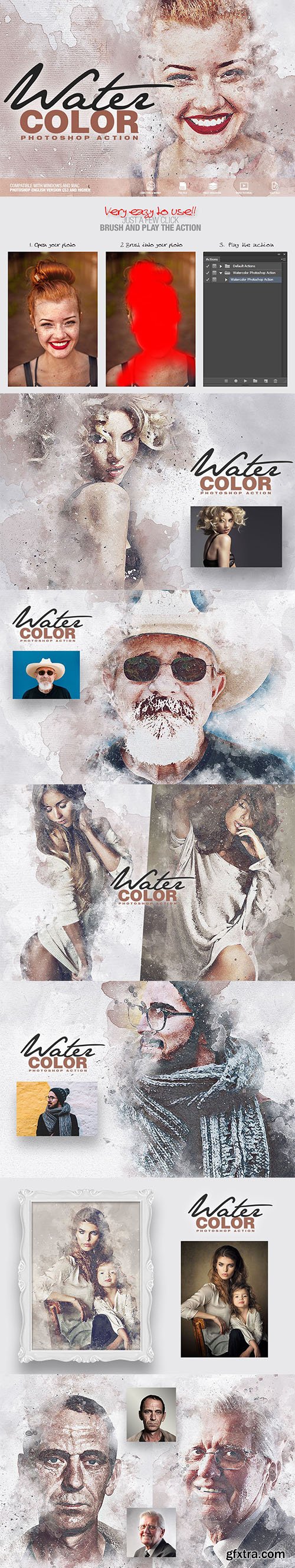 CreativeMarket - Watercolor Photoshop Action 6097857