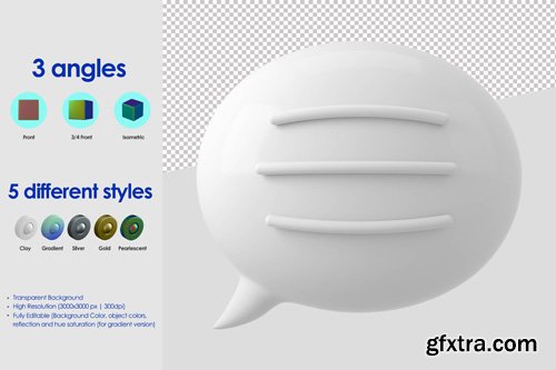 3d bubble speech with text lines icon psd design template