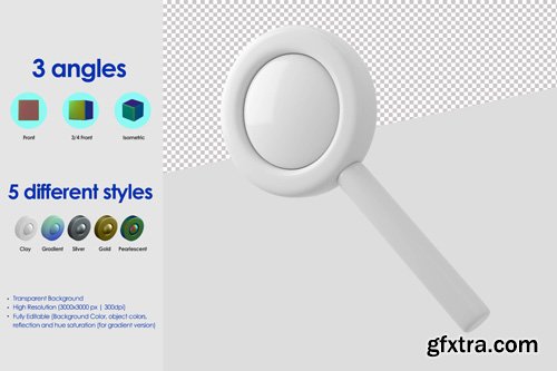 3d magnifier icon psd design template