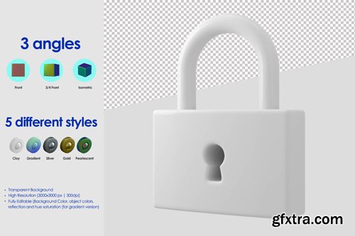 3d lock icon psd design template