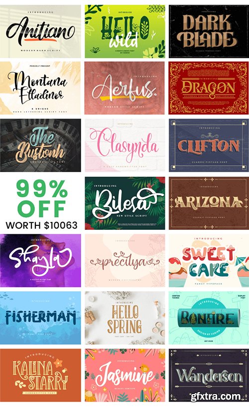 Spectacular Collection Big Bundle: 500 Premium Fonts + 1309 Premium Graphics