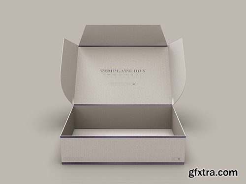 Psd open rectangular cardboard box mockup 