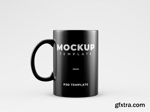 Black mug mockup psd template