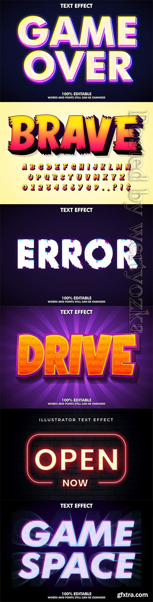 3d editable text style effect vector vol 346