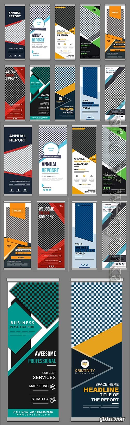 Standee business banner modern, elegant templates  checkered geometry