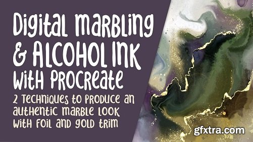 Digital Marbling: Create Striking Abstract Art - Alcohol Ink in Procreate with Foil & Glitter Accent