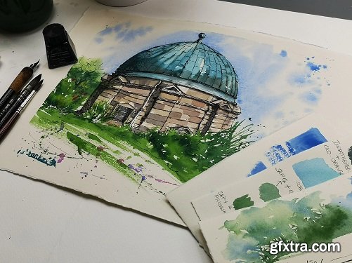 Urban Sketching from a Photograph: Paint the Stunning City Dome in line and wash